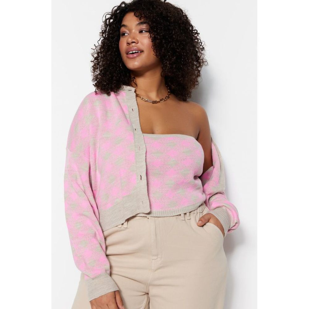 NWT Trendyol Women Regular fit Square collar Knitwear Plus Size Cardigan